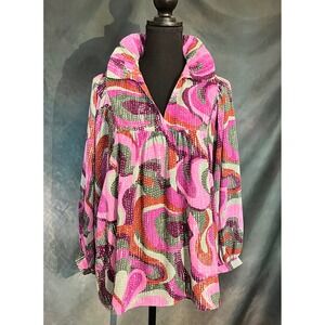 Adrienne Morgan Blouse‎ Top Collared Retro Mod Medium